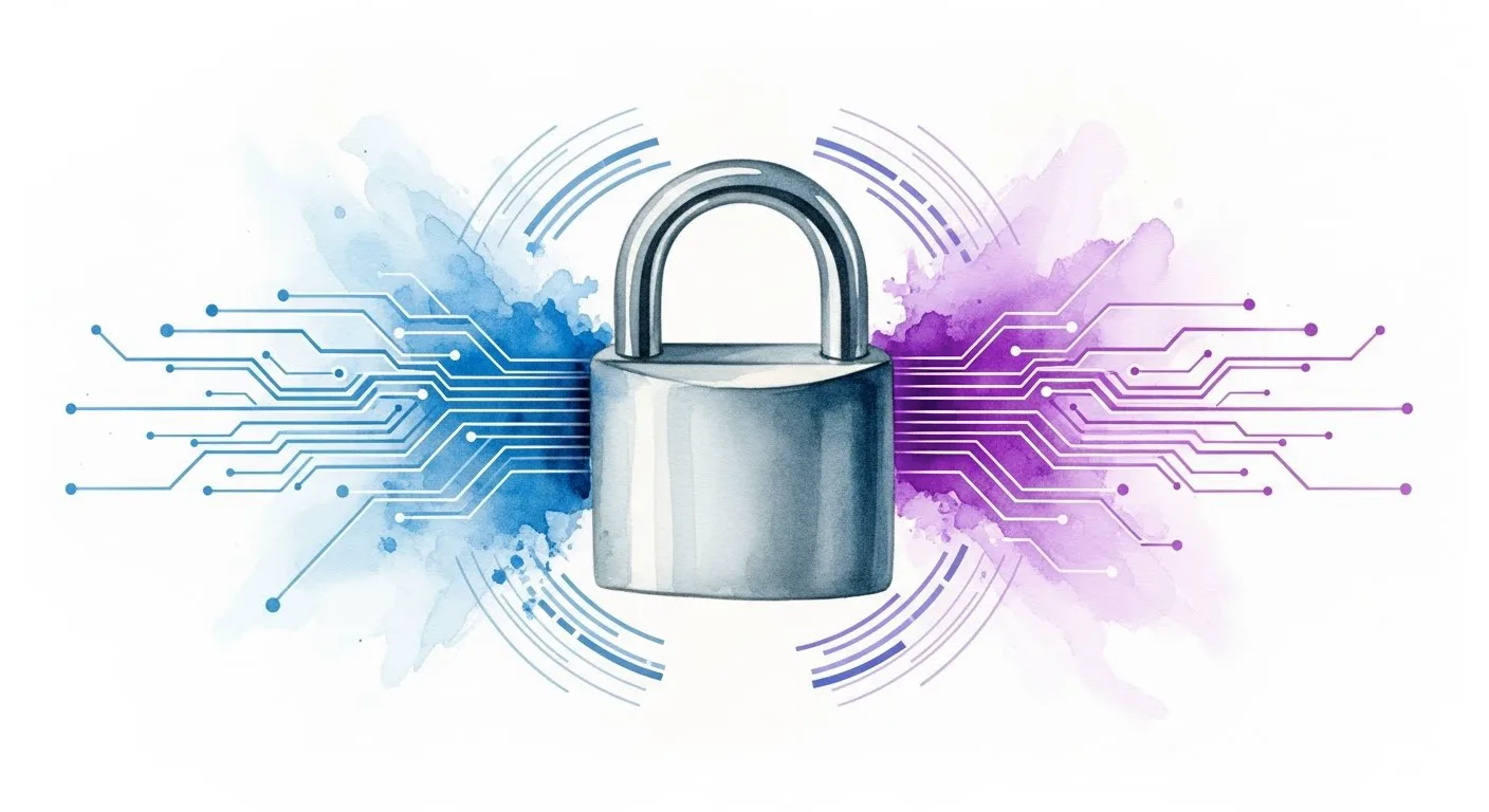 Security padlock with circuit board pattern representing data protection